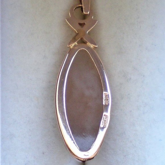 Vintage Russian Soviet USSR Solid 14K 583 Rose Pink Gold Pink Chalcedony Pendant - Picture 6 of 6